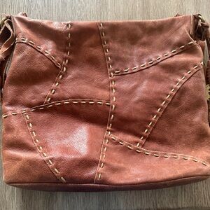 Lucky Brand Tan Leather Patchwork Shoulder Bag